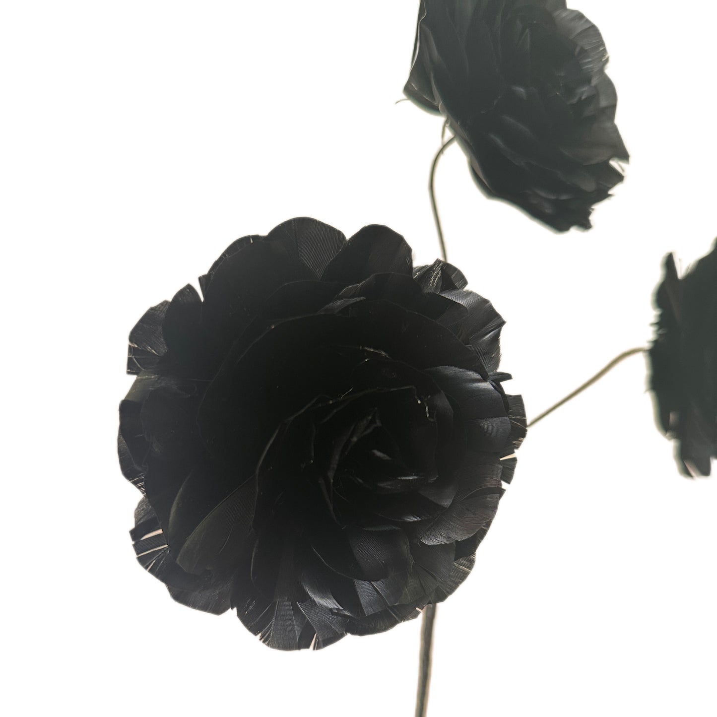 Long-Stemmed Three Small Feather Flower Rose Bud Spray FG26050C