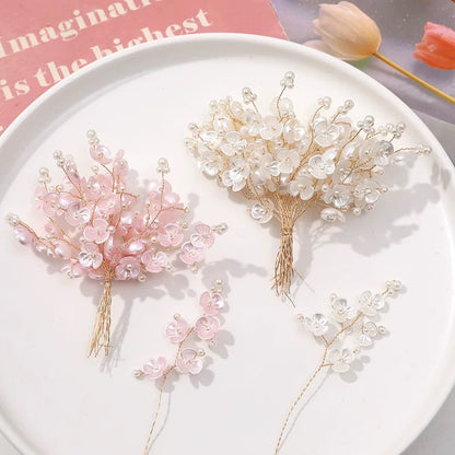 Small Bead Rhinestone Pearl White Shell Flower String-Pack of 5