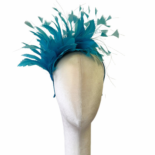 Ready-to-wear Duck Egg Peacock hair & Goose Feather Fascinator