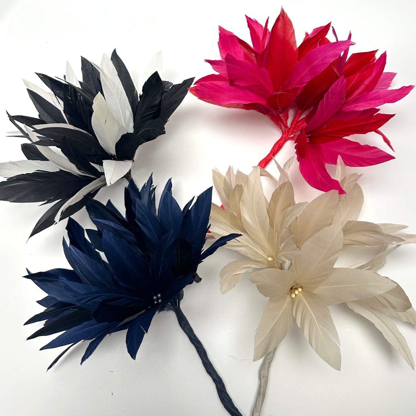 Goose Feather Pom Flower Millinery Hat Mount