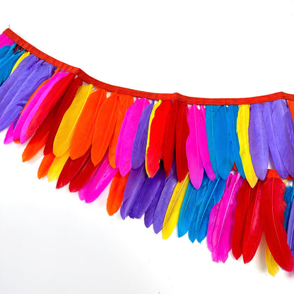 Rainbow Multicolour Goose Feather Trim Fringe 1 Meter