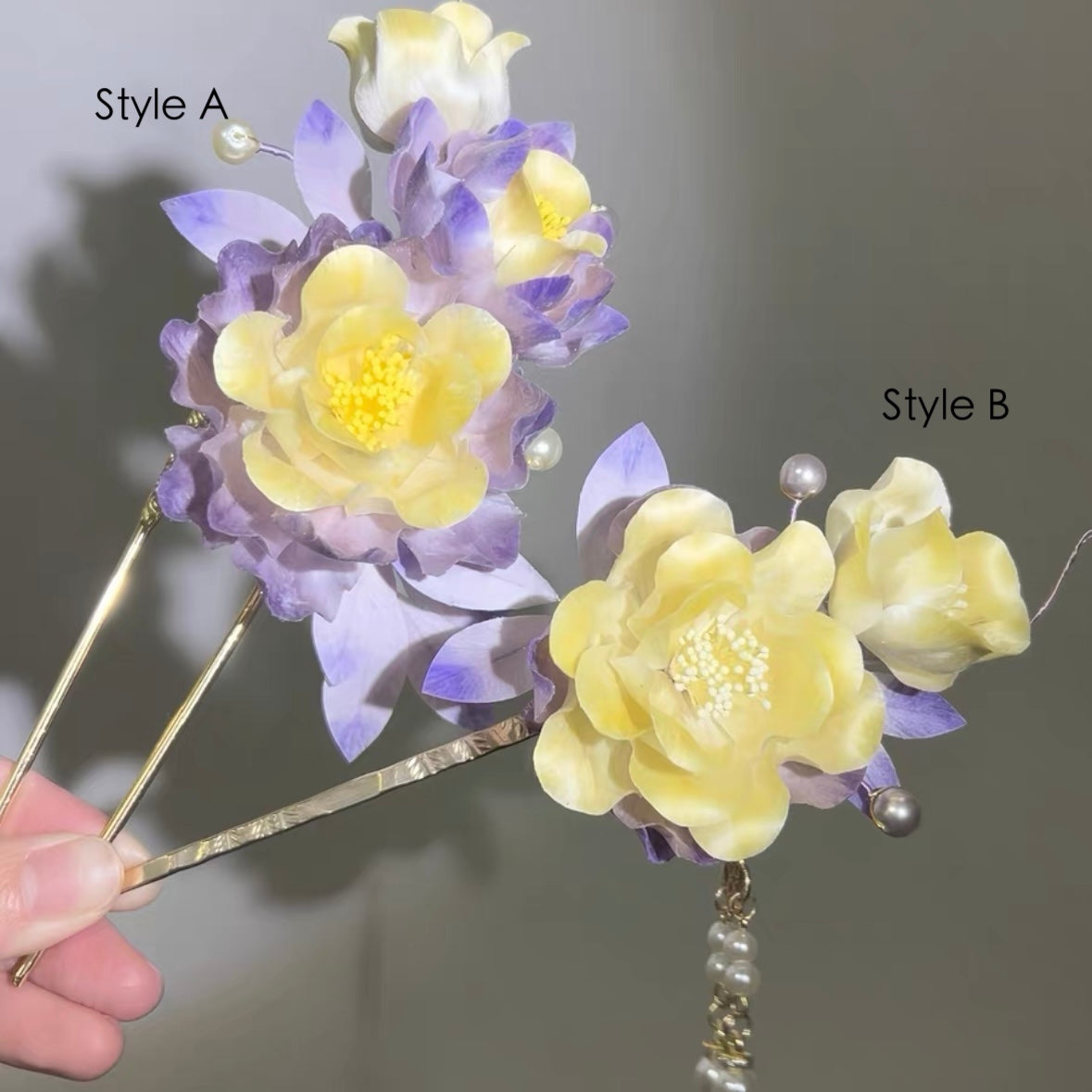 Ronghua Handmade Silk Art | Yellow-purple Gradient Camellia