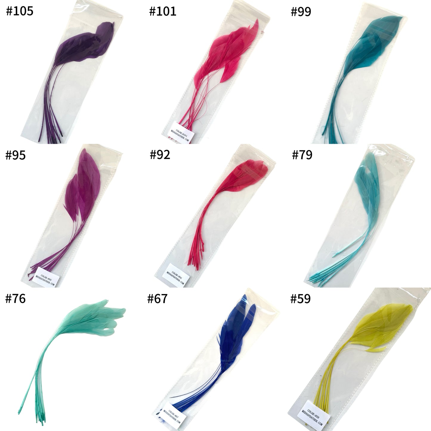 25cm Stripped Coque Feathers - Pack of 10 SF005