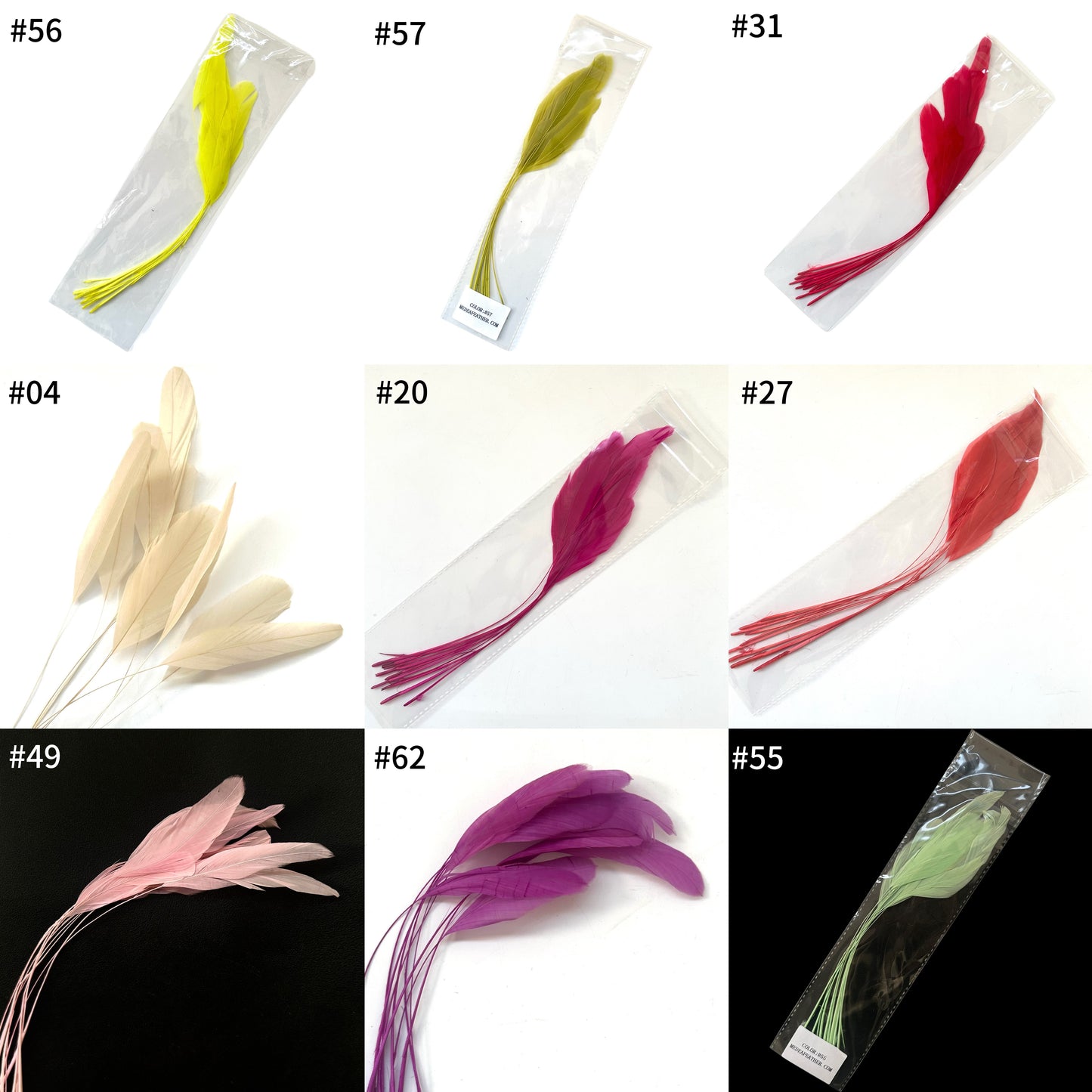 25cm Stripped Coque Feathers - Pack of 10 SF005
