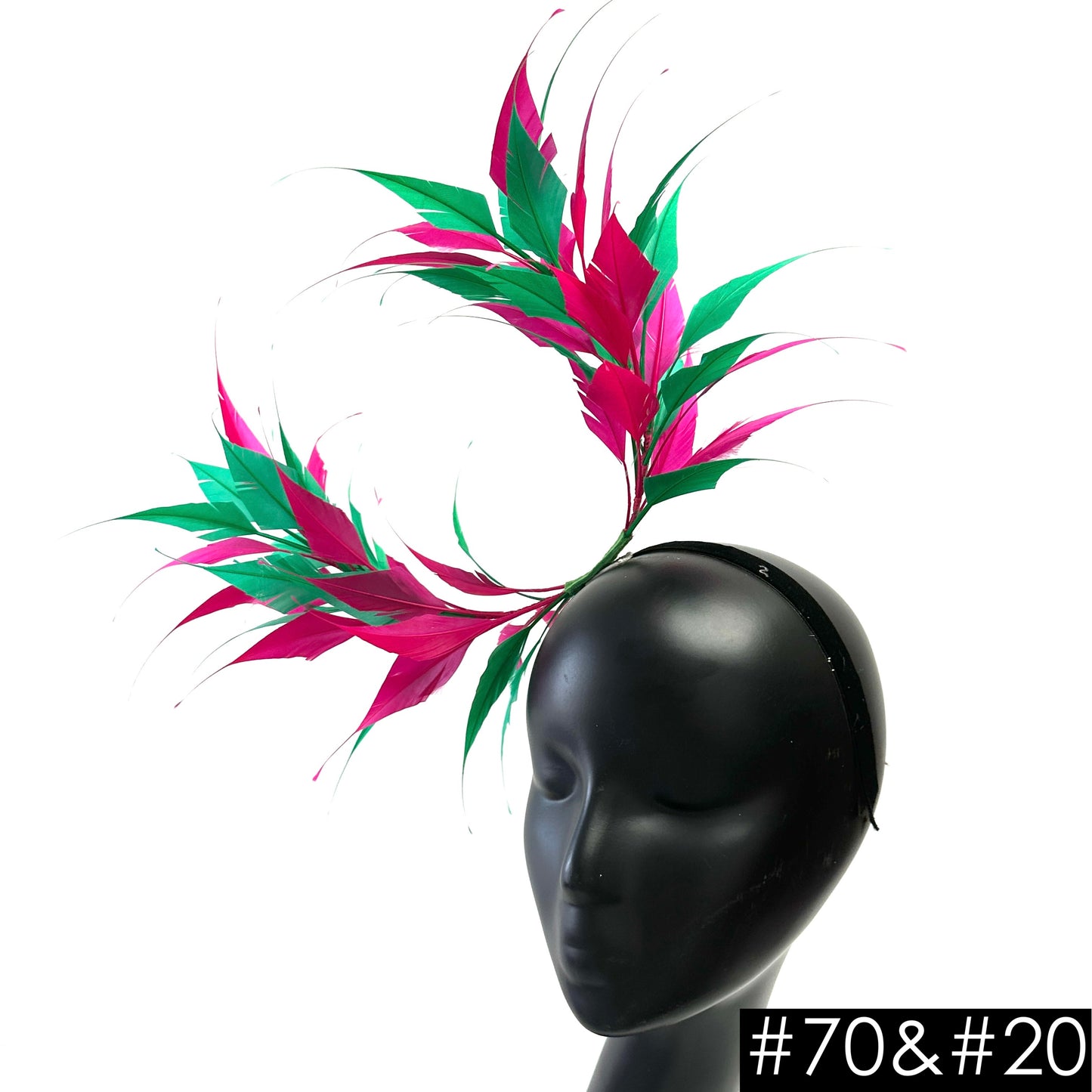 Two sides striped goose feather flower mount with wire accessory