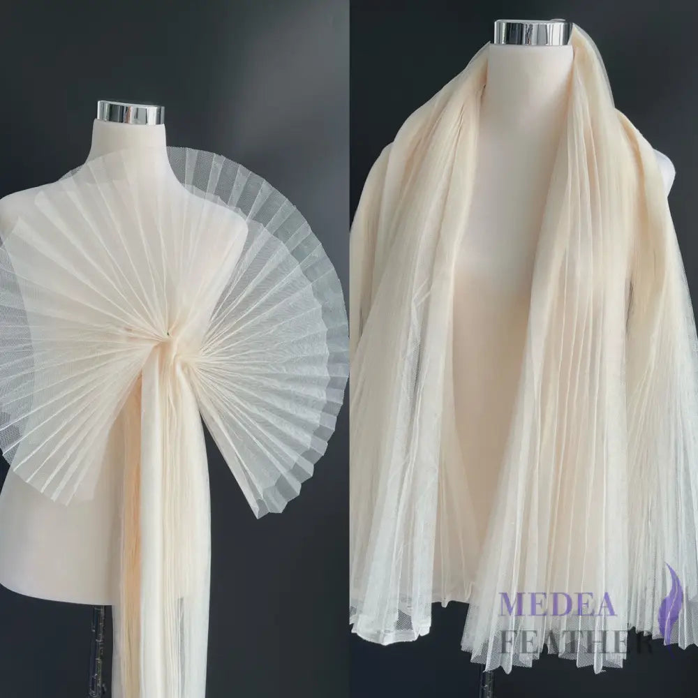Accordion Pleats Mesh Fabric-1 Meter - Champagne