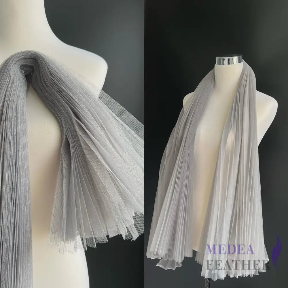 Accordion Pleats Mesh Fabric-1 Meter - Gray