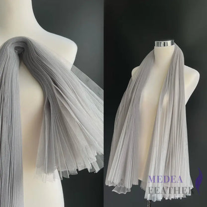 Accordion Pleats Mesh Fabric-1 Meter - Gray