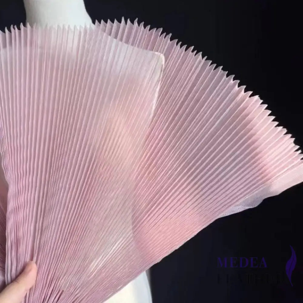 Accordion Pleats Mesh Fabric-1 Meter - Leather pink