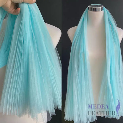 Accordion Pleats Mesh Fabric-1 Meter - Light Turq