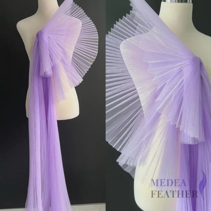 Accordion Pleats Mesh Fabric-1 Meter - Lilac