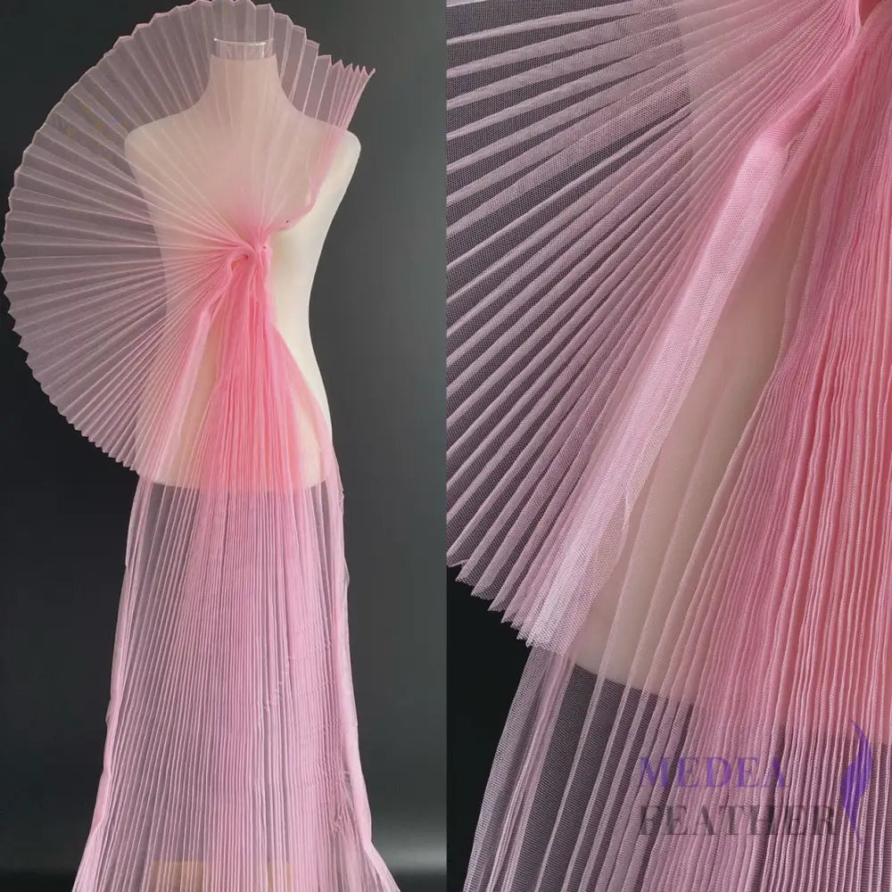 Accordion Pleats Mesh Fabric-1 Meter - Pink