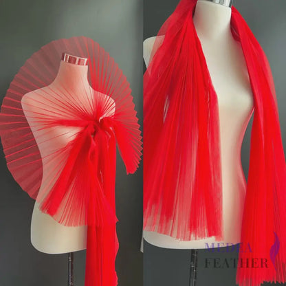 Accordion Pleats Mesh Fabric-1 Meter - Red