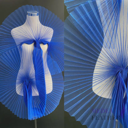 Accordion Pleats Mesh Fabric-1 Meter - Royal blue