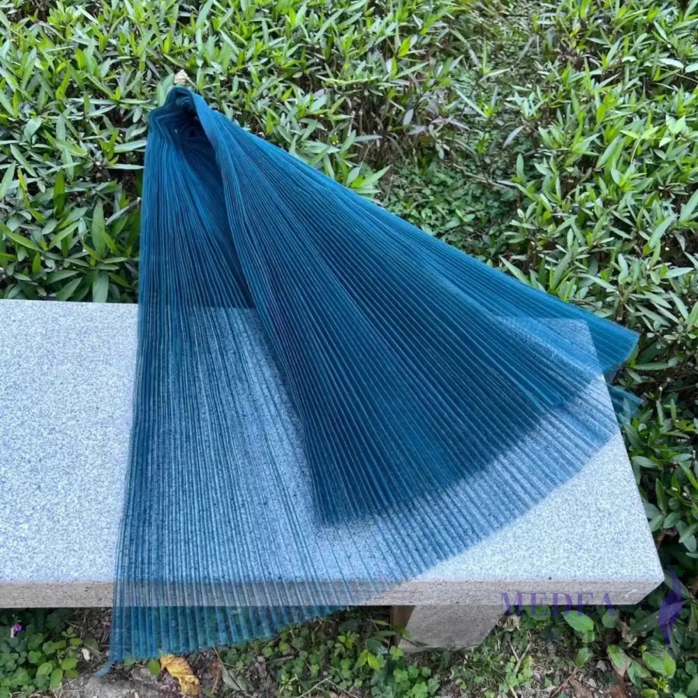 Accordion Pleats Mesh Fabric-1 Meter - Teal