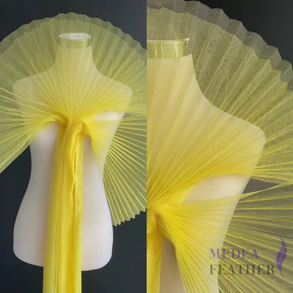 Accordion Pleats Mesh Fabric-1 Meter - Yellow