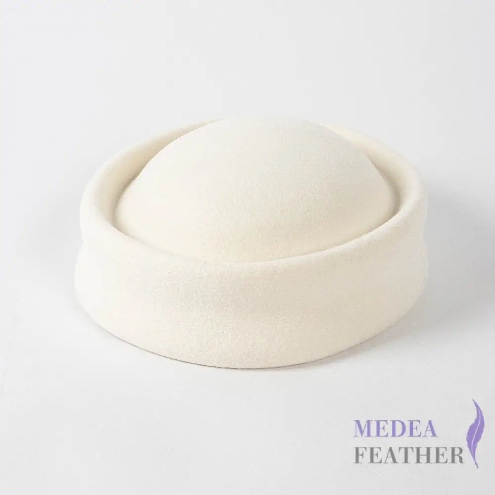 Air Hostess Felt Hat Base with Elastic 52cm (for kids) / Ivory