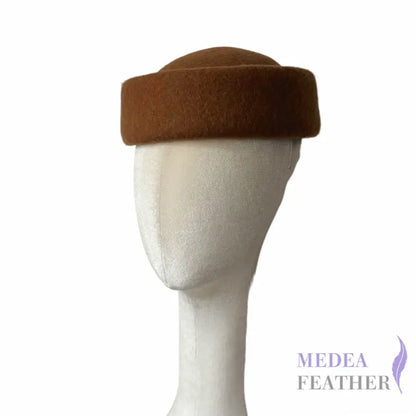 Air Hostess Felt Hat Base with Elastic 56cm (for adults) / Dark Caramel