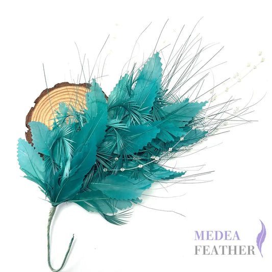 Bead Design Goose Biot Feather Flowe Mount Teal