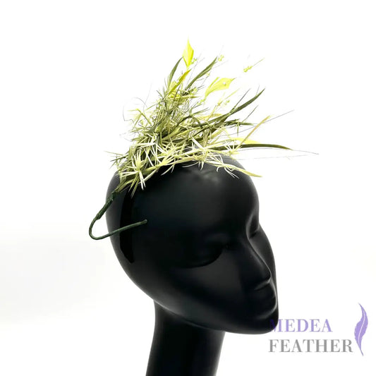 Bead Design Twined Goose Biot Feather Flower Mount FM519 #59 wild green