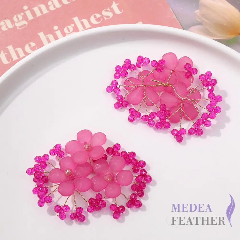 Bead Rhinestone Flower String BF04 Cerise