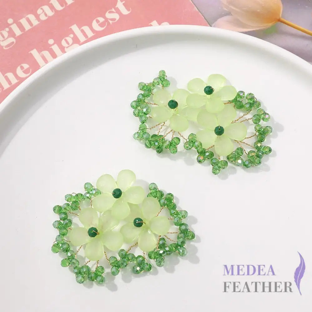 Bead Rhinestone Flower String BF04 Green
