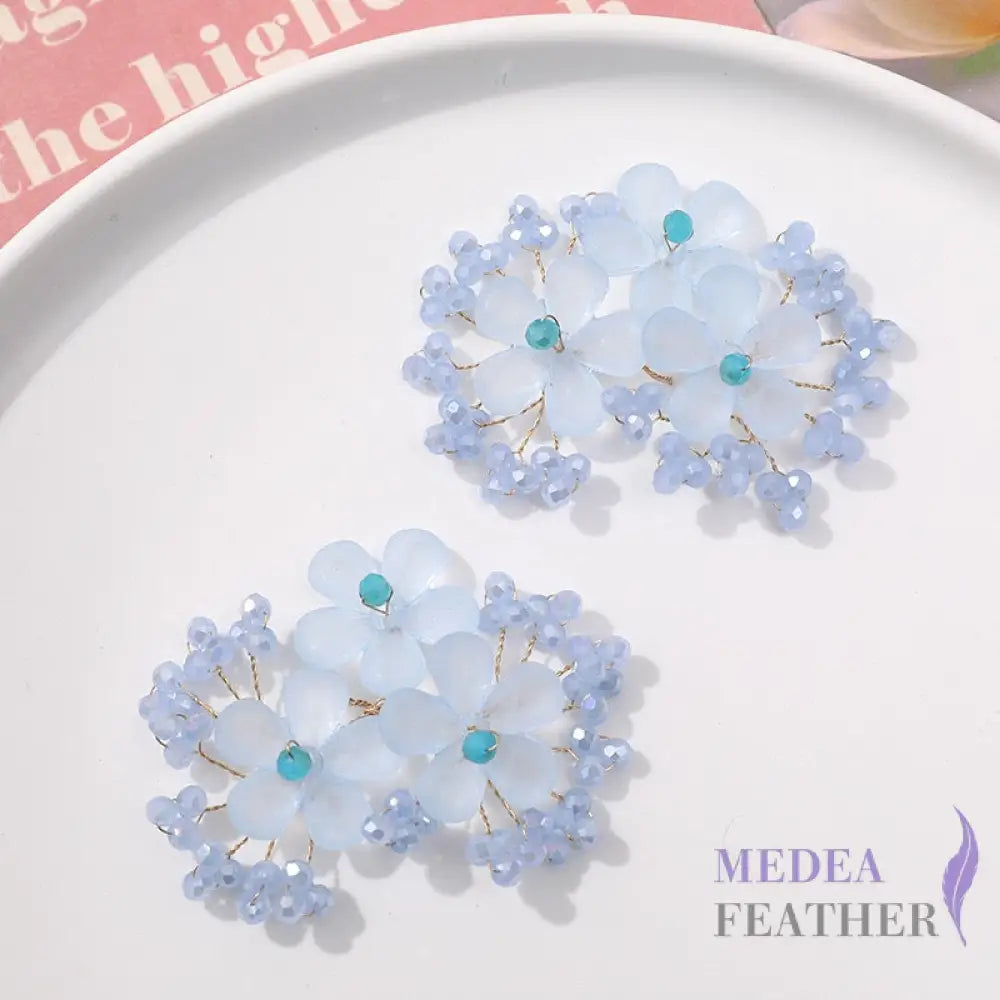 Bead Rhinestone Flower String BF04 Light Blue