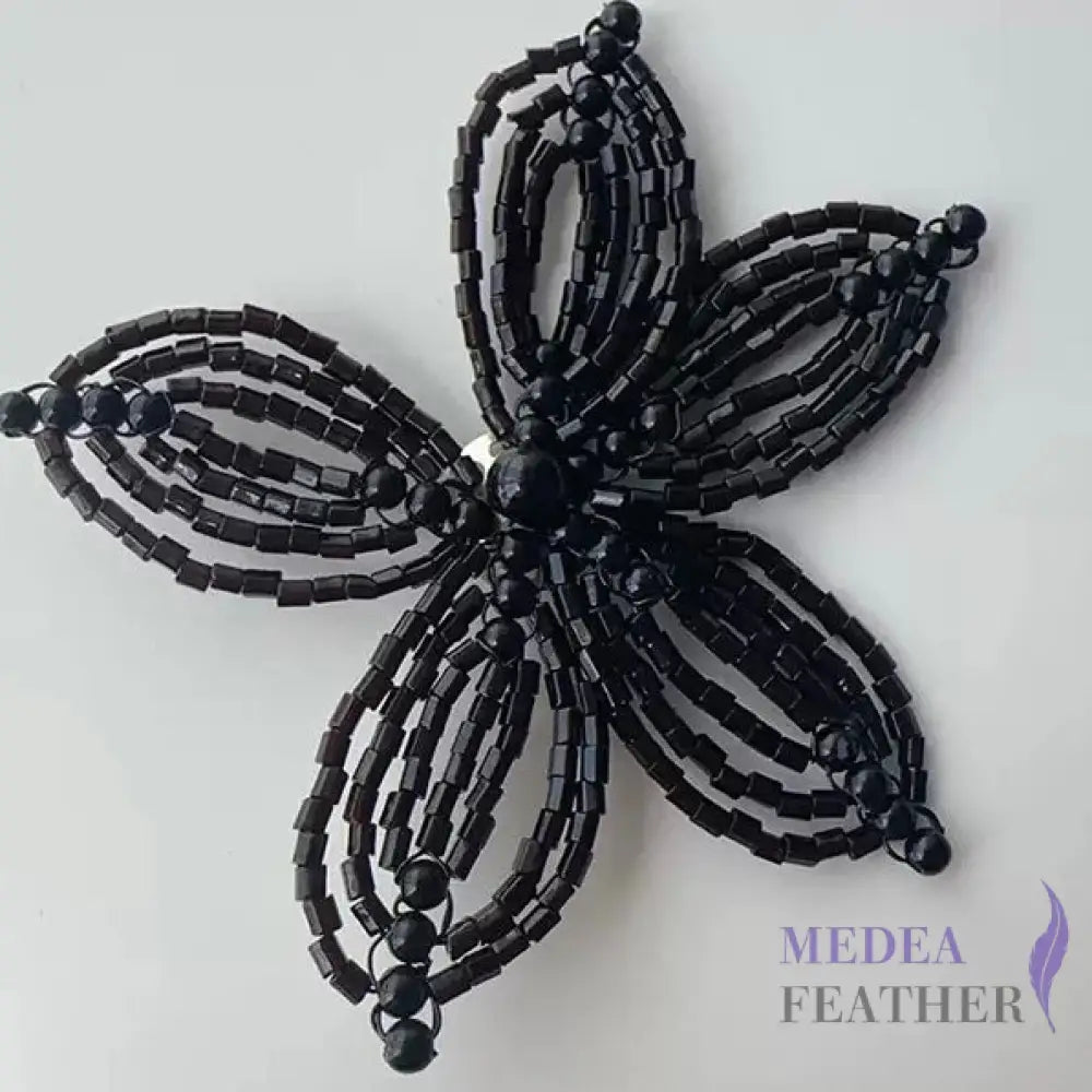 Beaded Lily Blossom Flower - Black