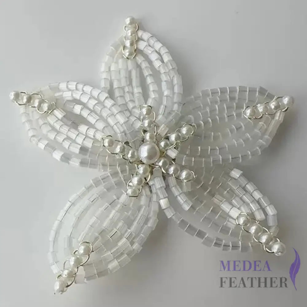 Beaded Lily Blossom Flower - White
