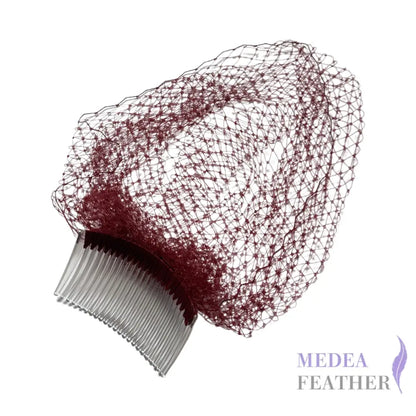 Burgundy Veiling with Hair Comb