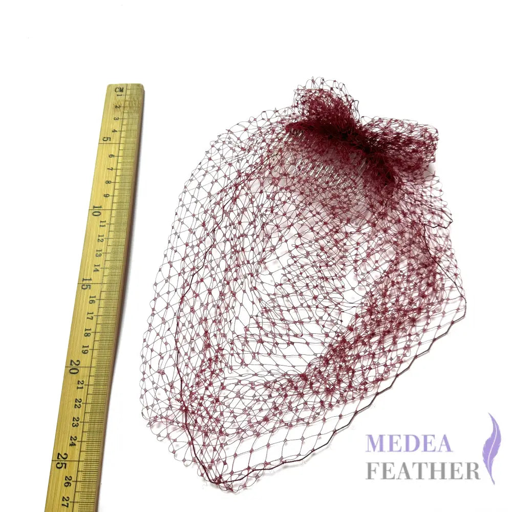 Burgundy Veiling with Hair Comb