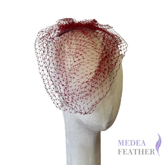 Burgundy Veiling with Hair Comb