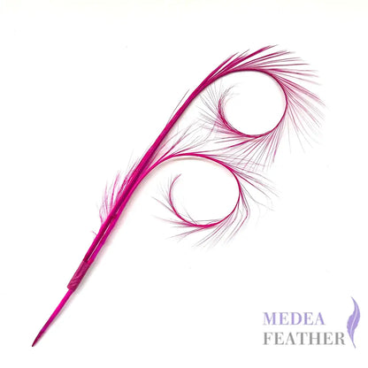 Burnt Curled Ringneck Pheasant Feather SF027 #20 barbie pink (2pcs/bundle)