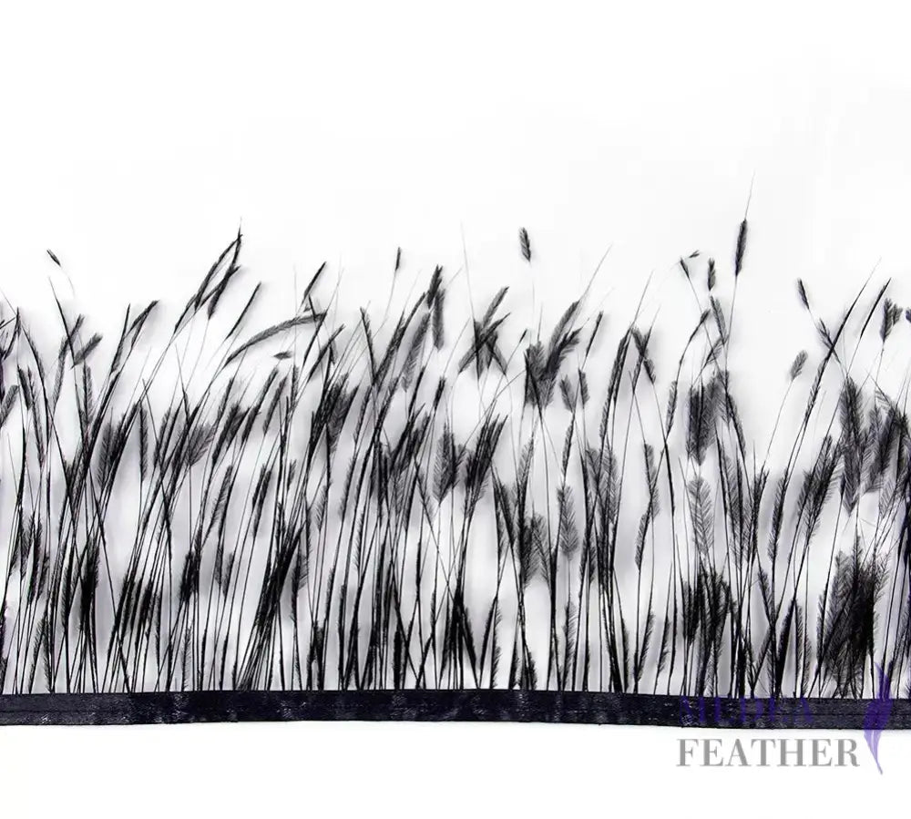 Burnt Ostrich Feather Trim - Black / 0.5 meter