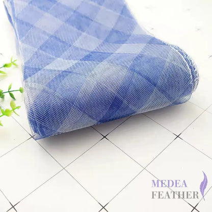 Checker Pattern 15cm Wide Crinoline Blue and White / 1 meter