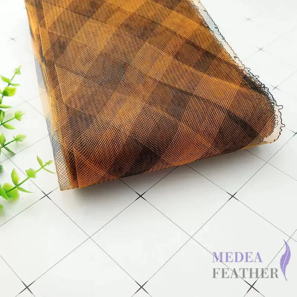 Checker Pattern 15cm Wide Crinoline Coffee and Black / 1 meter