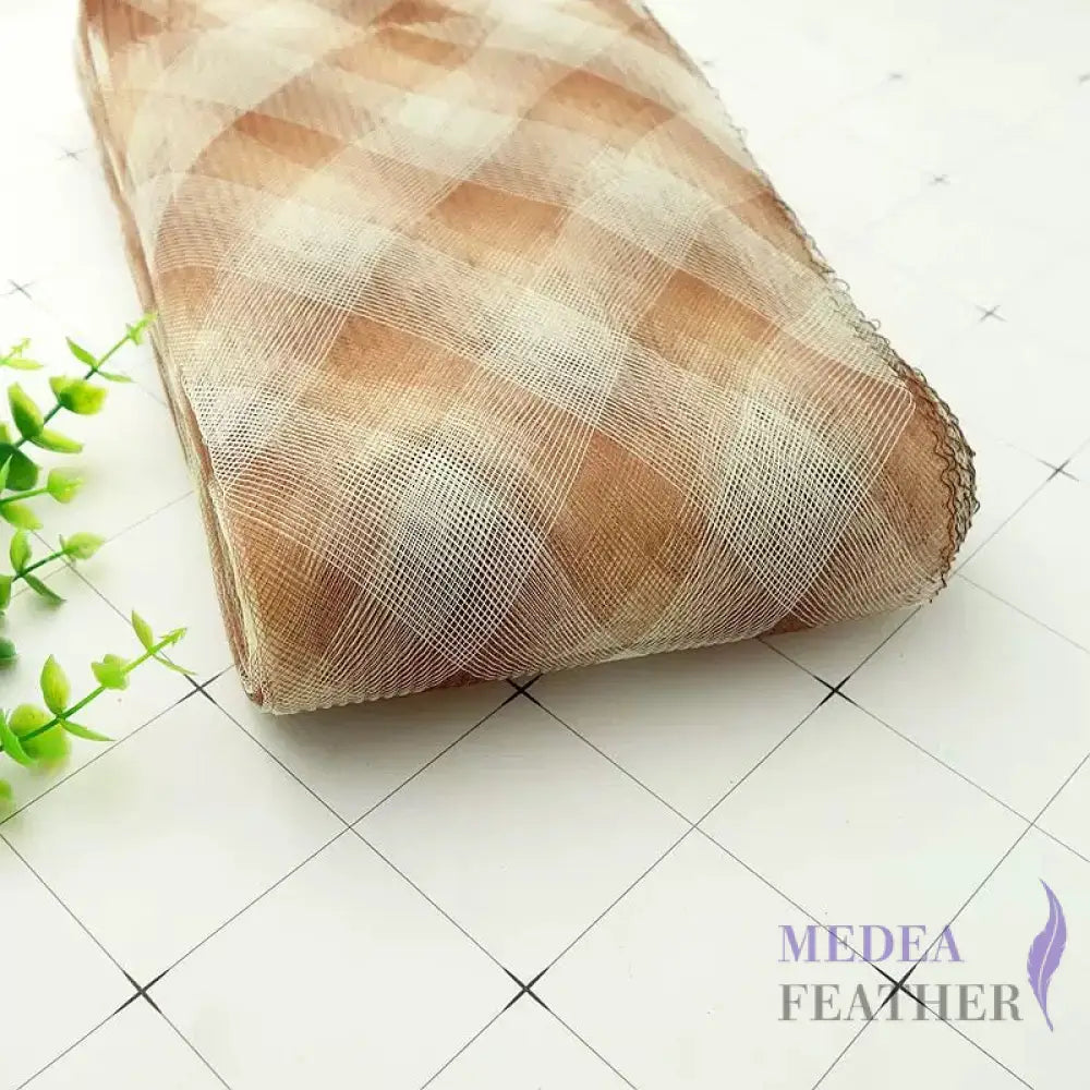 Checker Pattern 15cm Wide Crinoline Coffee and White / 1 meter