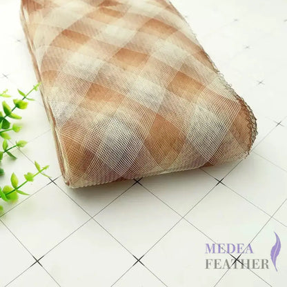 Checker Pattern 15cm Wide Crinoline Coffee and White / 1 meter