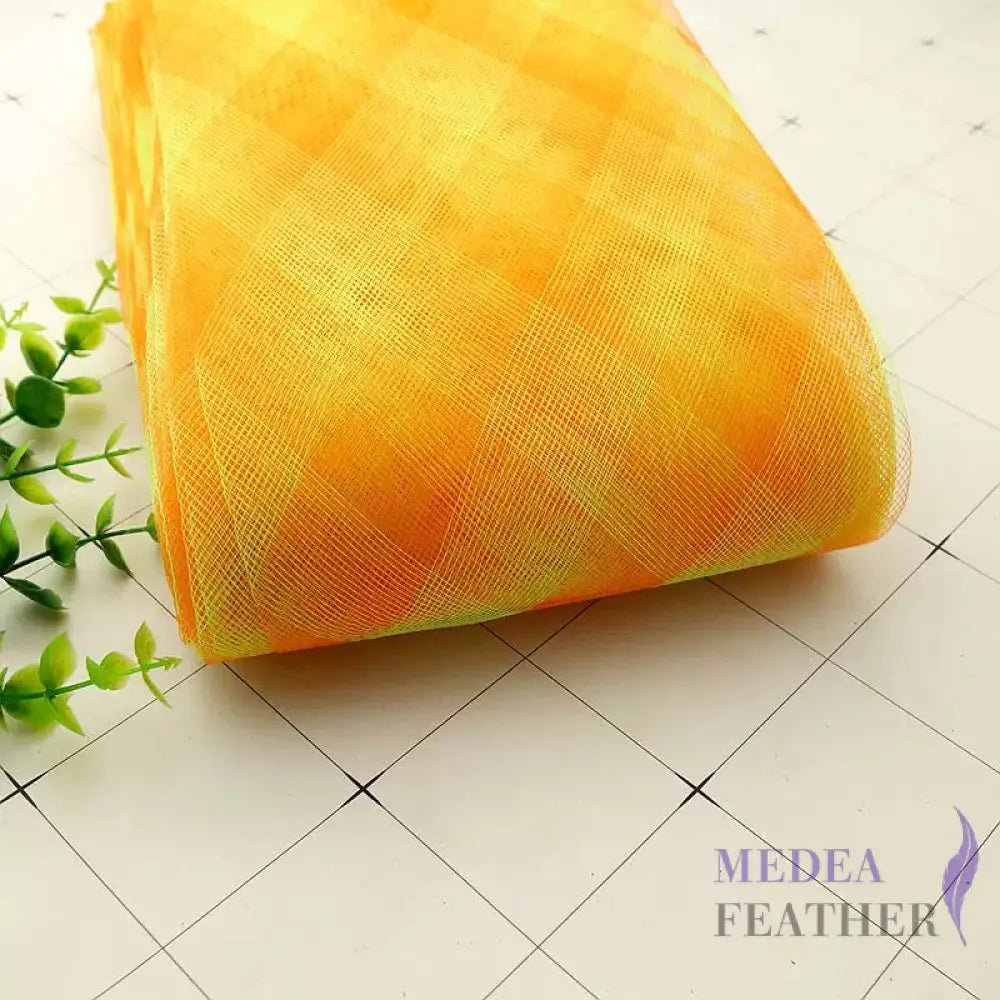 Checker Pattern 15cm Wide Crinoline Orange and Yellow / 1 meter