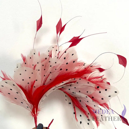Classic Dot Design and Hackle Feather Flower Mount DS25060B - #22 Red