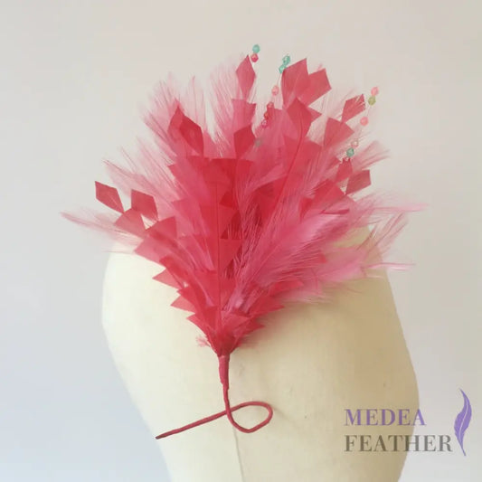 ’Colorful candy’/ Handmade Beaded Design Hackle Feather Flower Mount Custom - Please add text below