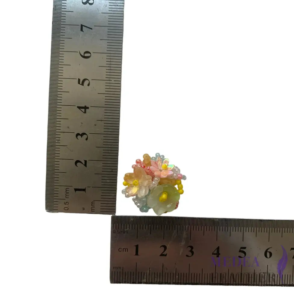 Colourful Handmade Beaded Flower Applique-Pack of 5