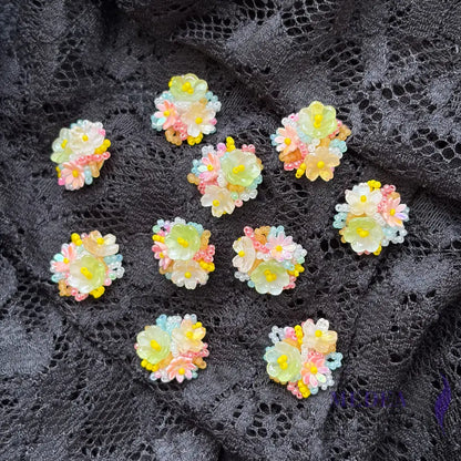 Colourful Handmade Beaded Flower Applique-Pack of 5