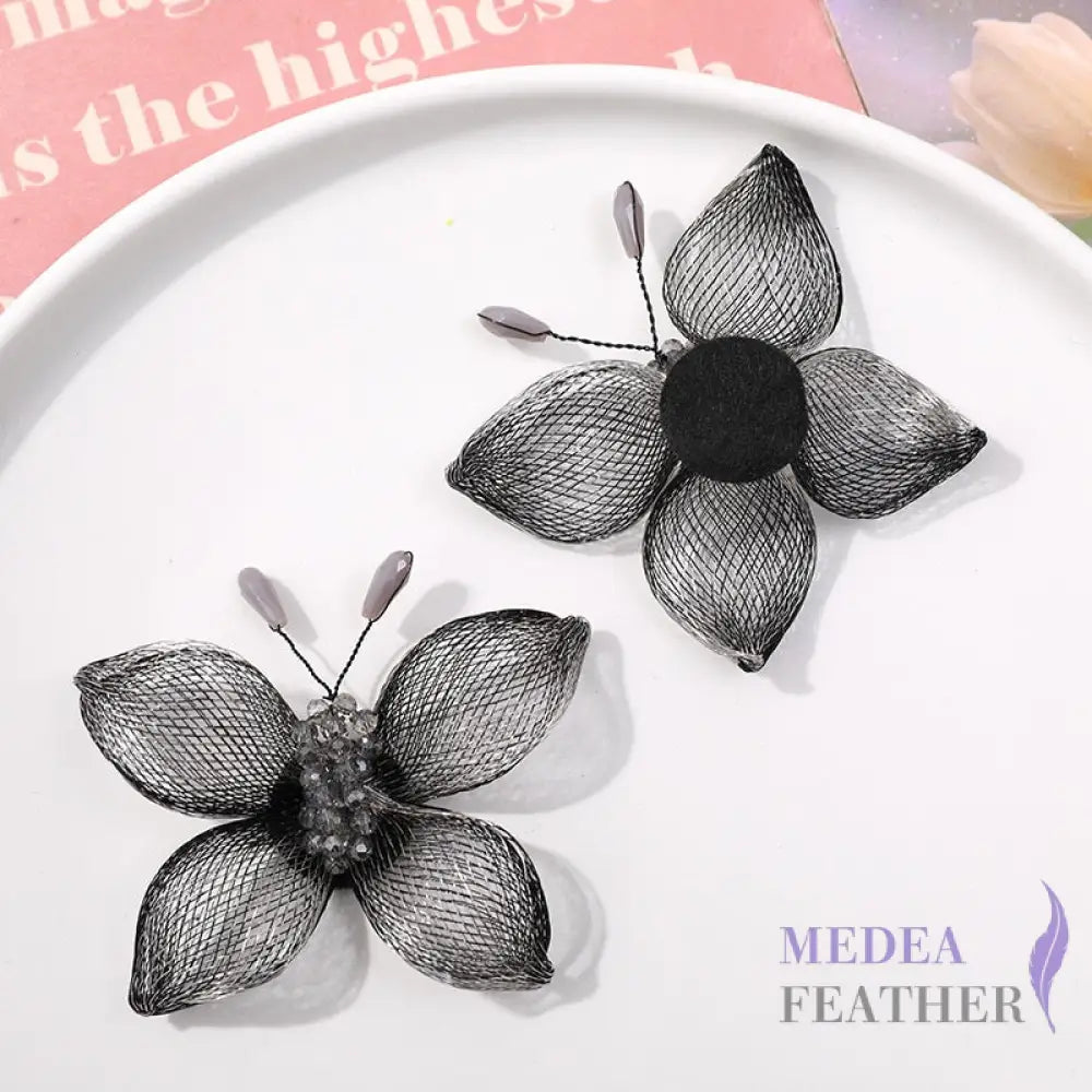 Copper Wire Bead Butterfly Flower BF08 Gray