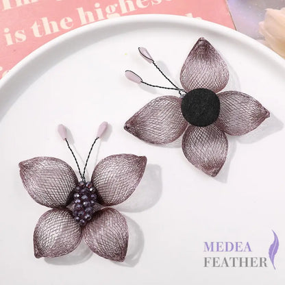 Copper Wire Bead Butterfly Flower BF08 Pink