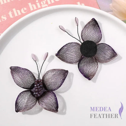 Copper Wire Bead Butterfly Flower BF08 Purple