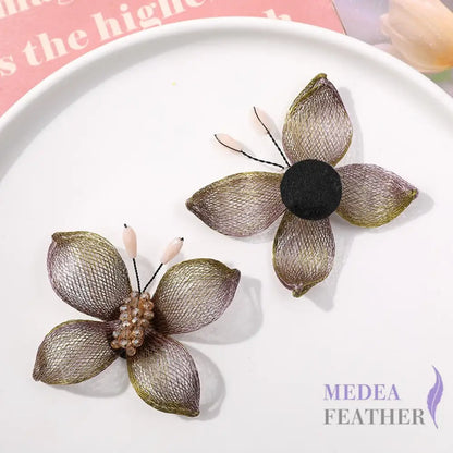 Copper Wire Bead Butterfly Flower BF08 Yellow