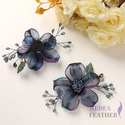 Copper Wire Bead Flower BF05 Blue + Purple