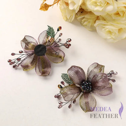Copper Wire Bead Flower BF05 Yellow + Purple