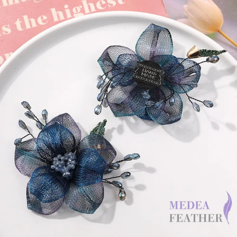 Copper Wire Bead Flower BF07 Blue + Purple